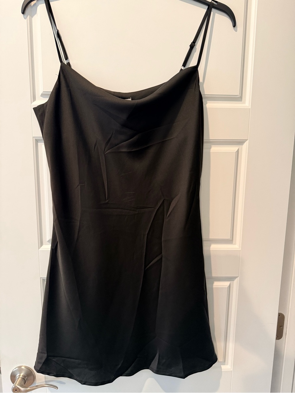 NWT L Love Classic Black Slip Dress with Cowl Neck Size Medium